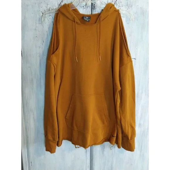 Nike Just Do It Mustard Cold Shoulder Nwot Medium Hoodie - Picture 9 of 15